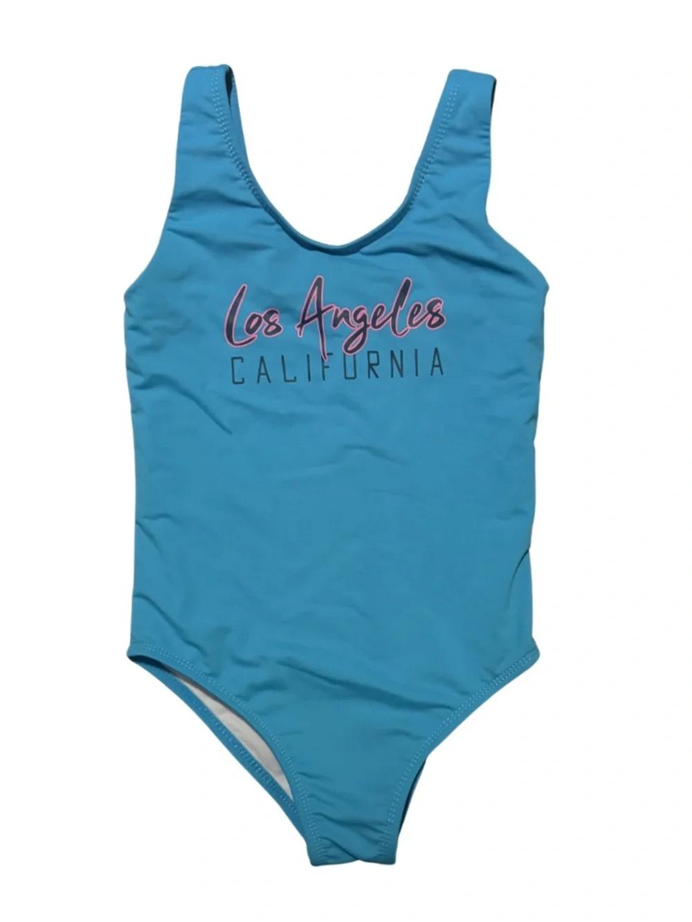 Coral Reef turquoise Los Angeles one piece girls swim suit size 7 in EUC.